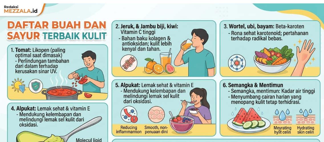 Sumber Nutrisi Buah dan Sayur Terbukti Menyehatkan Kulit Secara Alami