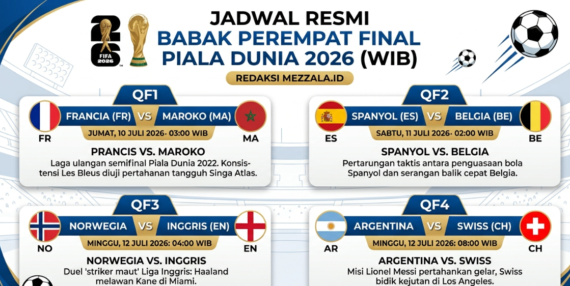 Jadwal Lengkap Babak 8 Besar: Link Live Streaming Piala Dunia 2026