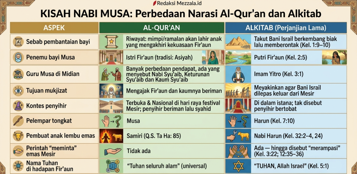 Redaksi Mezzala.id - Kisah Nabi Musa Lengkap - Perbedaan Narasi dalam Agama Islam, Kristen dan Yahudi